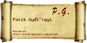 Patik Györgyi névjegykártya
