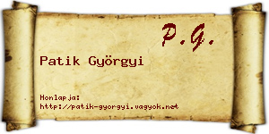 Patik Györgyi névjegykártya